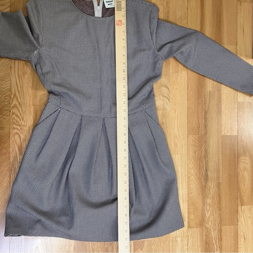 Aritzia Sunday Best Tartine mini houndstooth long sleeve dress - Picture 9 of 12